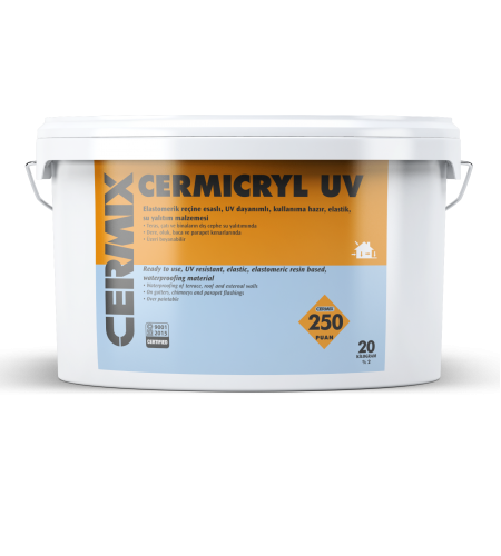 CERMICRYL UV Elastomerik reçine esaslı, UV dayanımlı, kullanıma hazır, elastik, su yalıtım malzemesi