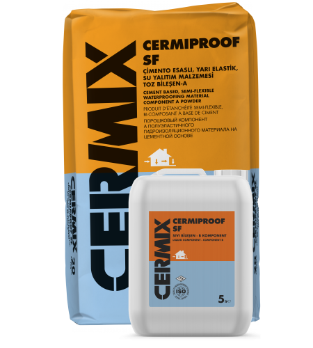  CERMIPROOF SF İki bileşenli, çimento esaslı, yarı elastik, su yalıtım malzemesi